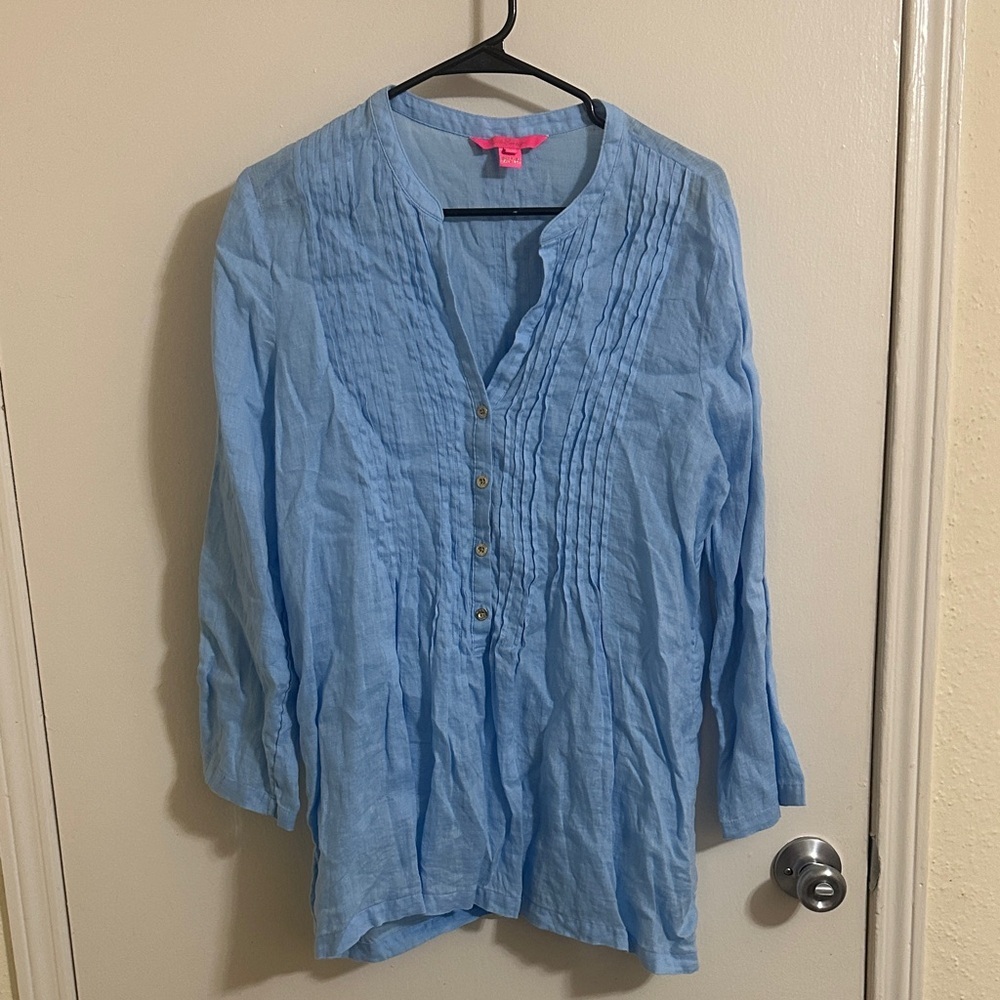 EUC Lilly Pulitzer Linen‎ Sky Blue Tunic Medium
